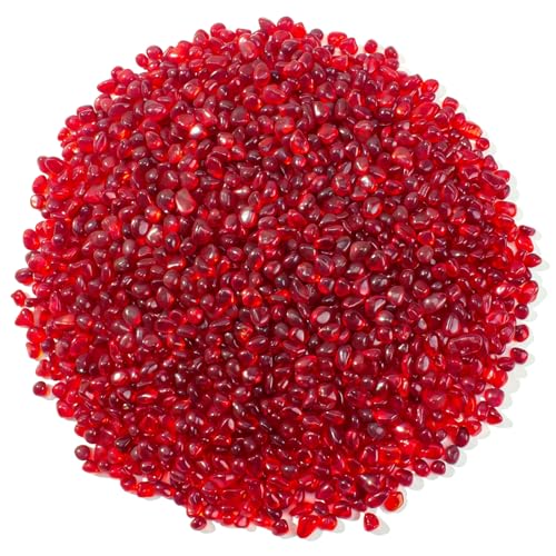 Keedolla 0.93LB Clear Glass Pebbles Marble Aquarium Fish Tank Rocks Gravel for Turtle Tank, Vase Fillers, Christmas Decoration - Red - color: Red, size: 0.93 Pound