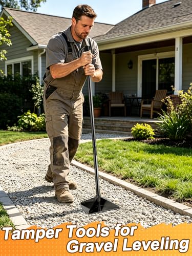 Upgraded Heavy-Duty Steel Tamper, 10"x10" Effortless Ergonomic Soil Tamper Tool with 48" Durable Handle, Garden Landscaping Hand Tools for Ground & Gravel Leveling Dirt Compactor - style: 10x10 Inches