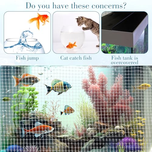 Clear Mesh Fish Tank Lid Aquarium Fish Tank Net Screen Cover Clear Plastic Fishs Net Aquarium meshs lid for Aquariums Lids Fishs Tanks Covering Aquariums Top Cover(4 x 5 feet)