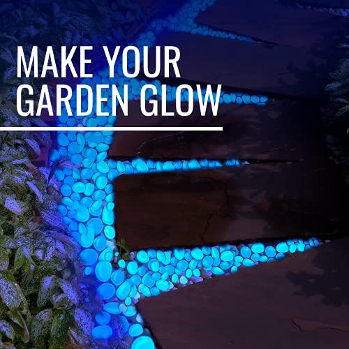 Graham Products Glow in the Dark Rocks - 1in, Blue, 190-Piece - Garden Stones & Landscaping Pebbles for Outdoor Decor & Aquarium Gravel