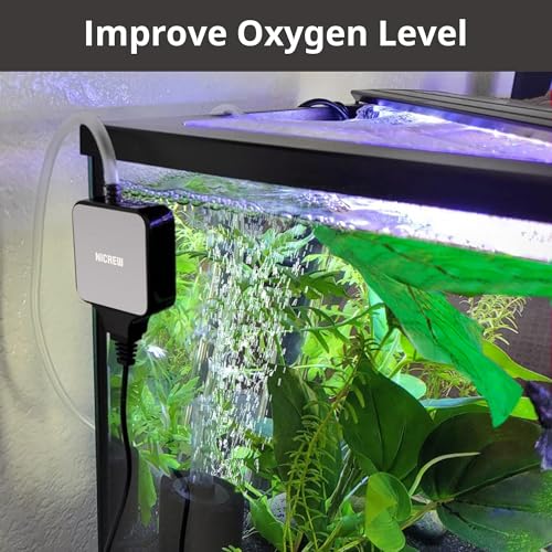 NICREW Nano Silent Aquarium Air Pump Black, Aquarium Aerator with Accessories for Up to 10 Gallon Fish Tank, Super Quiet, 0.3 L/min, 1.5 Watts - color: Black, size: up to 10 gallon
