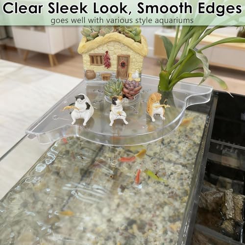 2Pack Clear Aquarium Plant Holder Top Haning Aquarium Corner Shelf Fish Tank Plant Holder for Aquatic Plants Storage Rack Floating Shelves for Fish Tank Decorations Accessories