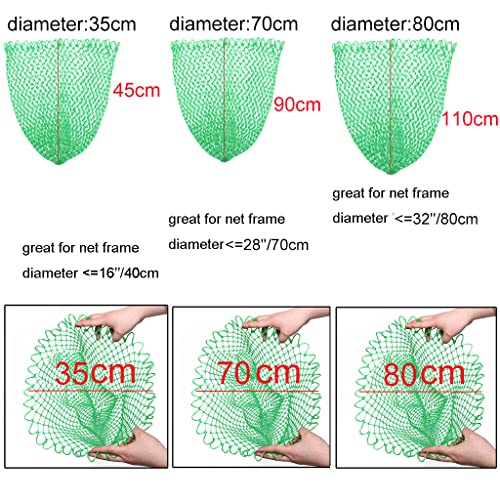 Fishing Net Replacement Netting Fishing Landing Net Replacement Net for Freshwater Saltwater Fishing Green 6 Sizes - color: Diameter 32inch/80cm