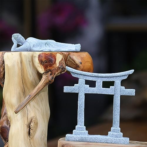 Fish Tanks Decoration Aquariums,Japanese Torii Gate Fish Tanks Decorations,Aquariums Statue Decor,Bridge Stone Ornament for Garden Home Garden Decor - size: Small