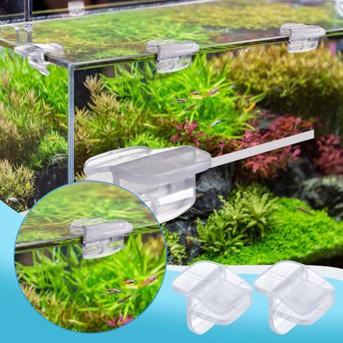12 Pcs Aquarium Lid Clips Rimless Fish Tank Top Cover Rim Lid Support Holder Clip Clear PC Aquarium Hoods Clamps for 1/8" to 3/16" Glass