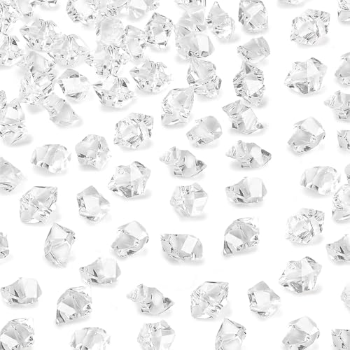 DomeStar 550PCS Small Fake Ice Rocks, Acrylic Clear Vase Filler Fake Gems Diamonds Crystals for Table Scatter Table Centerpieces Aquarium Decor (0.4 * 0.6) - color: Clear