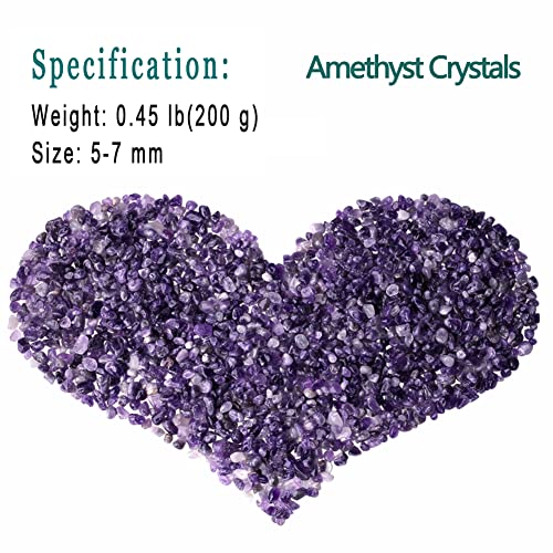 MAIBAOTA Natural Amethyst Crystal Quartz Rocks Chips Vase Filler Rocks for Succulent Plant Small Fish Tank Aquarium Gravel Decorative Pebbles Stones(200 gram) - color: Purple-amethyst, size: 0.45 Pound