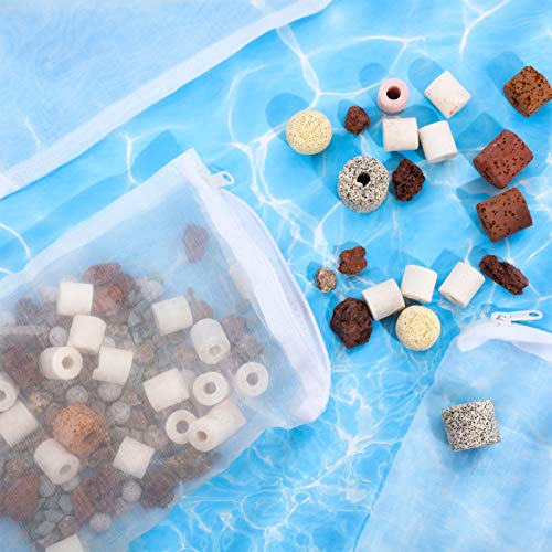 Geiserailie 15 Pcs Aquarium Filter Media Bags 150 Micrometer Fine Filter Bags Mesh Reusable with Zipper for Activated Carbon Resins (5.5 x 7.9 Inch) - size: 5.5 x 7.9 Inch