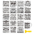 Peacoblue 18 Sheets Rub on Transfers for Crafts, Funny Satirical Quotes 3.6"x3.9" UV DTF Cup Wraps Waterproof Cold Transfers Stickers for Wood Glass Metal Cup Tumblers Mirrors Mugs Home Decor - style: Funny Satirical Quotes