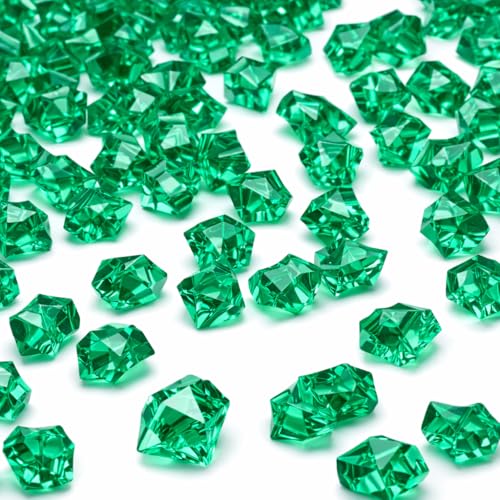 PMLAND Green Fake Ice Rocks – 550 PCS Large Acrylic Crushed Ice Gems, 3 LB Bulk Vase Filler for St Patrick’s Day Decor, Wedding Centerpieces, Aquarium Decorations, Table Scatter, Photography Props - color: Green