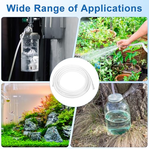 M METERXITY Vinyl Tubing 10mm ID x 12mm OD 10ft Flexible Plastic Tube with 2 Hose Ties, Lightweight Hybrid PVC Hose for Water Gardening/Airline/Aquarium Tubing [Clear]