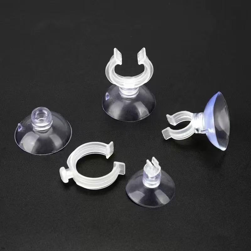 Aquarium Suction Cup Clips Set Fish Tank Air Line Holder Clear Plastic for Glass Fish Supples and Fish Tank Clear Airline Tubing Decorations Shrimp Nests and Reptile - size: Φ0.67in/17mm