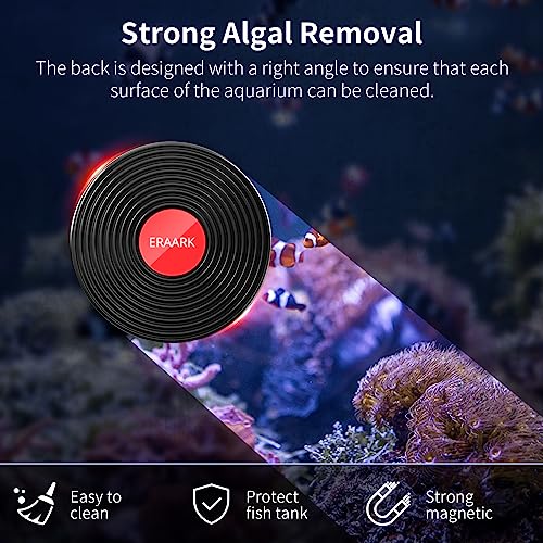 ERAARK Aquarium Magnetic Cleaner Brush for Small Glass Fish Tank Floating Cleaner Scrubber Brush Magnet Scraper Aquarium Cleaning Tools Black