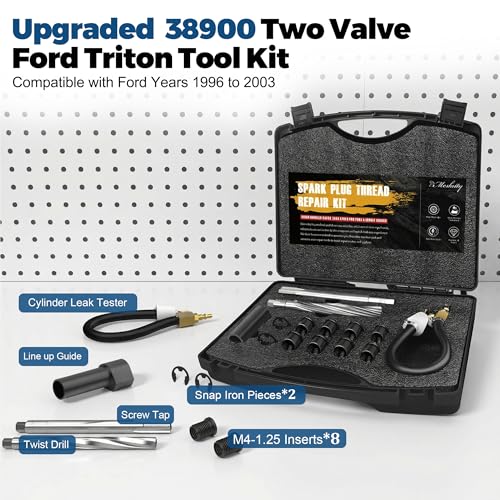 38900 Two Valve Ford Triton Tool Kit, Foolproof Repair System, Spark Plug Thread Repair Kit Compatible with 4.6L, 5.4L and 6.8 V-10 Ford Triton Two Valve Engines (Light Black) - color: Light Black