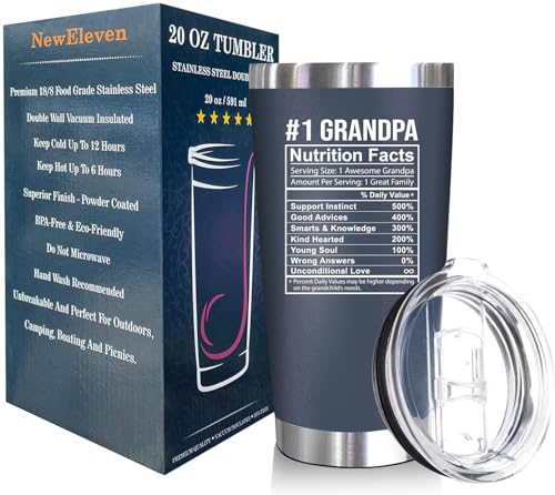 NewEleven Fathers Day Gift For Grandpa - Grandpa Birthday Gifts From Granddaughter, Grandson - Unique Birthday Present Ideas For Grandfather, Promoted To Grandfather - 20 Oz Tumbler Navy - color: Grandpa nutrition navy