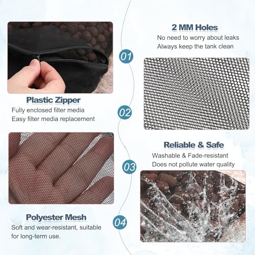 Aquarium Filter Media Bags, Fish Tank Fine Mesh Bag with Zipper Reusable Versatile 16 x 12 Inch, (Black, 10Pcs), Intended for Fish Tank/Aquarium/Pond/Activated Carbon/Ceramic Rings - color: white, size: 16 x 12 in