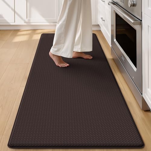 Color&Geometry Anti Fatigue Cushion Kitchen Mat for Floor -24"x59",Wide,Easy Clean, Water & Oil Proof, Anti Slip, Foam Rubber Runner Rug for Front Sink Comfort Standing,Brown - color: Brown, size: 59"L x 24"W x 0.4"Th