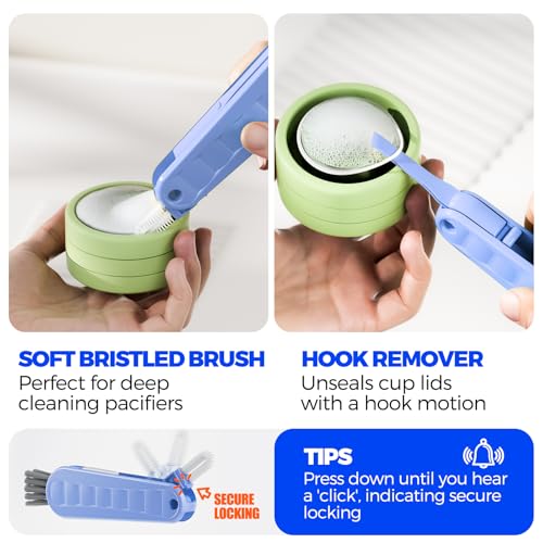 6 Pack Holikme 4 in 1 Cup Lid Cleaning Brush Set with 3 Straws, Multifunctional Bottle Brush, Silicone Cup Lid Gap Cleaner, Durable Bristle Crevice Cleaning Brush, Blue - color: Blue
