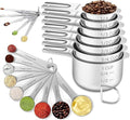 21PCS Measuring Cups and Spoons Set, Include 7 Nesting Measuring Cups, 9 Measuring Spoons and 5 Mini Spoons, Stainless Steel Metal Measuring Set, Kitchen Gadgets for Cooking & Baking - size: 21PCS Set