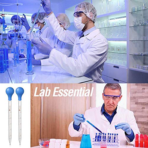 4Pcs Glass Graduated Dropper Pipette for Liquid Essential Oil, 10ml Lab Dropper Pipettes Transfer with Rubber Cap and 2Pcs Cleaning Brush - size: 4 pcs