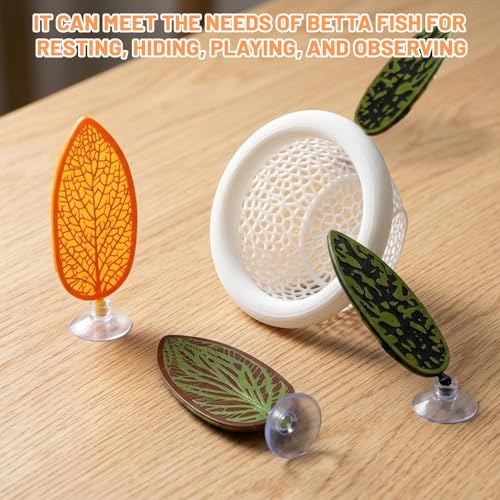 5PCS Betta Hammock Set, Beta Fish Tank Decor for Resting and Hiding, Betta Tank Accessories with Suction Cups
