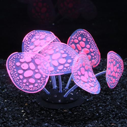 Aquatic Plants Fluorescent Craft Artificial Aquarium Landscaping Fish Tank Decoration Silicone Simulation Coral(Pink)