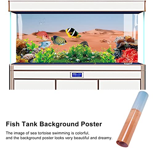 Aquarium Poster PVC Self Adhesive 3D Desert Style Fish Tank Background Decoration, Vivid Underwater Scenery Wallpaper for Freshwater and Saltwater Tanks (61 * 30CM) - size: 61*30CM