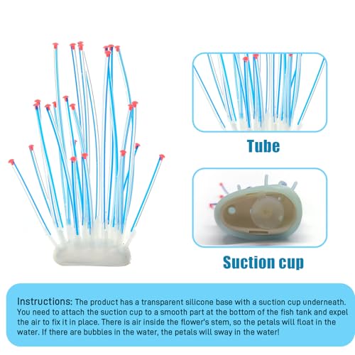 Realistic Coral Aquarium Decor with Weighted Base, Soft Silicone Tentacle Ornament Lifelike Moving for Freshwater Saltwater Fish Tank, Safe Shelter for Fish Shrimp Invertebrates Aquascaping (Blue) - color: Blue