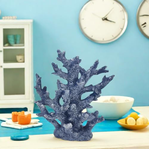 Etlemonde Beach Coastal Decor Coral Reef Home Decor Coral Statue Sculpture Home,Desk,Bathroom,Desktop Shelf Statue,Marine Themed Gifts - color: Blue Coral