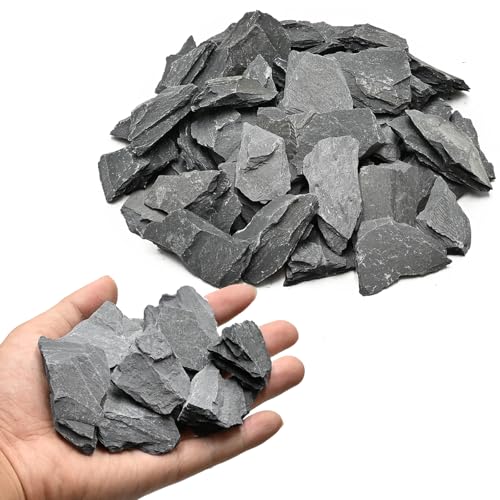 Natural Rocks Slate Stone 1-2.5 Inches Decorative Rocks for Miniature Landscaping,Fairy Gardens,Bonsai,DIY Crafts, Aquariums & Reptile Terrariums-2lb - size: 2lb(1-2.5Inch)