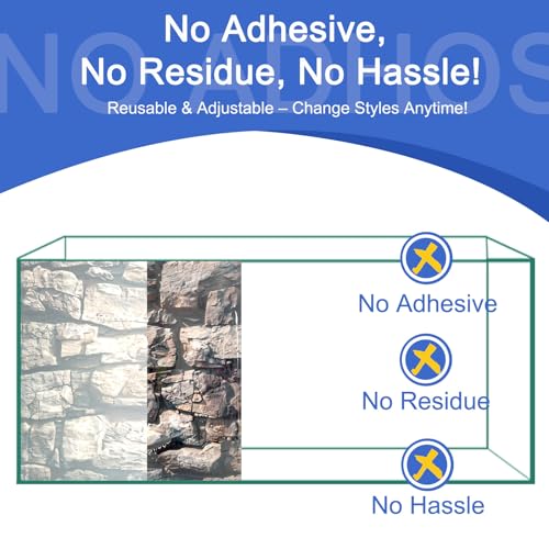 Aquarium Background & Fish Tank Background – Ultra HD Static Cling, Tape-Free, Realistic Rock Wall Design for Professional Aquarium Decorations 19.6 X 59 Inches - color: Gray Rock, size: 19.6 X 59 Inches