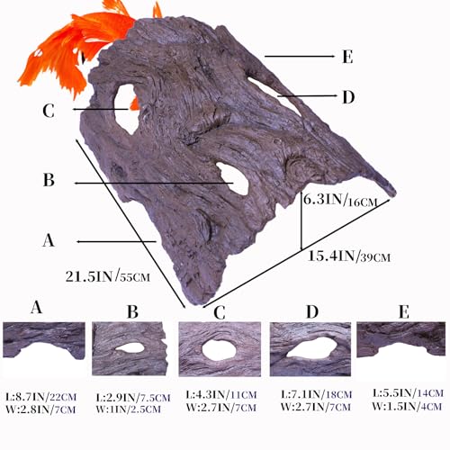 Driftwood Koi Sanctuary, Outdoor Pond Fish Refuge with Weighted Base, Natural Looking Hiding Shelter to Protect Goldfish and Koi from Herons - color: Imitation Wood