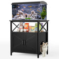 GDLF 20-29 Gallon Cat Fish Tank Stand with Cat Litter Box Enclosure Furniture, Aquarium Terrarium Stand with Shelf Storage,30.7" Lx 17.32" W Tabletop, 330 lbs Capacity, Black - size: 20-29 gallon