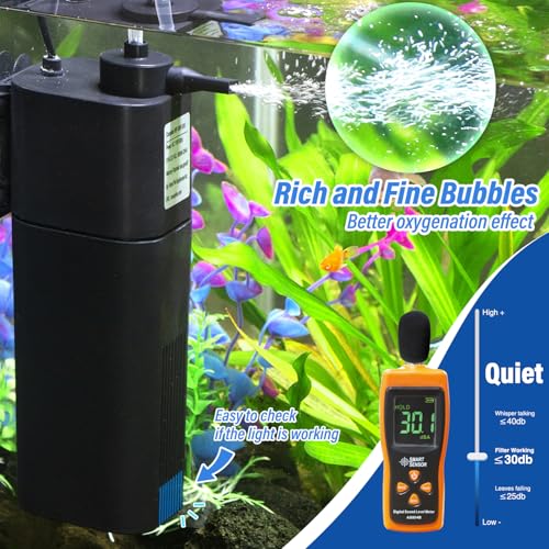Aquarium U-V Filter for 10-40 gal, 132 GPH Swirl Turbo Design Submersible Internal Turtle Fish Tank Filter w/Timer, Quiet Power Pump Air Supply Green Clean Machine Saltwater Freshwater Green Killing - size: WP-190F (10-40 Gal)