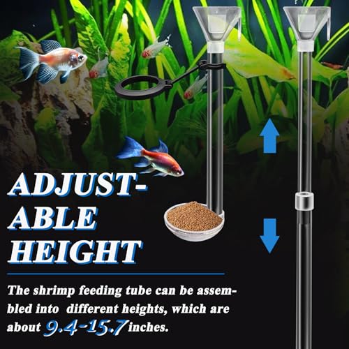 Aquarium Fish Shrimp Feeding Dish Set, Shrimp Feeding Dish Set, Transparent Shrimp Feeding Adjustable Tube with Feeding Ring, Cleaning Brush for Fish Tank and Preventing Food Scattering (Large) - size: Large