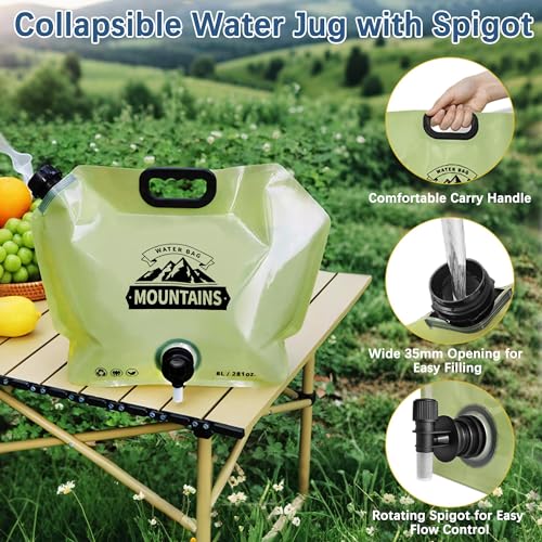 Water Jug Camping 2.1 Gallon Collapsible with Spigot, BPA Free Portable Water Pouch Foldable Water Bags for Outdoor Hiking, Travel and Emergency & Water Storage Containers (Green_Blue-2Pcs) - color: Green_Blue-2Pcs