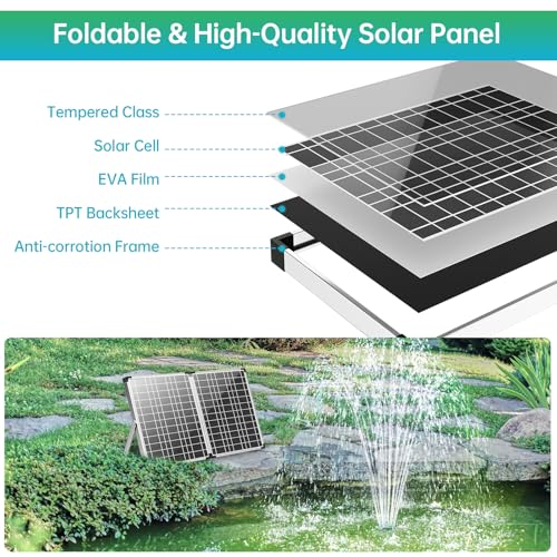 Antfraer 40W Solar Pond Filter with Water Pump, Pond Filter Box with Pond Filter Box, Pond Pump with 6.6ft Clear Tubing for Outdoor Pond Waterfall Garden Fountain Water Feature - size: 40W