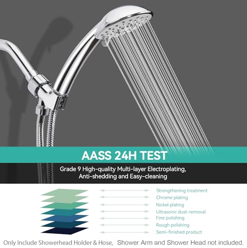 MAYYAYA Adjustable Handheld Shower Head Holder and Hose- Premium ABS Bracket- 360 Degree Rotatable Brass Ball：Arm Mount and Hose Connector- Easy Install and Replacement Parts(Silver) - color: Silver