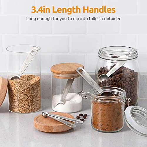 U-Taste 18/8 Stainless Steel Measuring Spoons Set: 7 Piece - 1/8, 1/4, 1/2, 3/4 tsp, 1 tsp, 1/2 & 1 tbsp for Dry & Liquid Ingredients - size: M-7 pcs