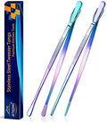 JETKONG 2 Pcs 12-Inch Culinary Tweezers Food Tweezers Kitchen Tweezer Tongs for Cooking (Rainbow) - color: Rainbow, size: 12+12 Inch