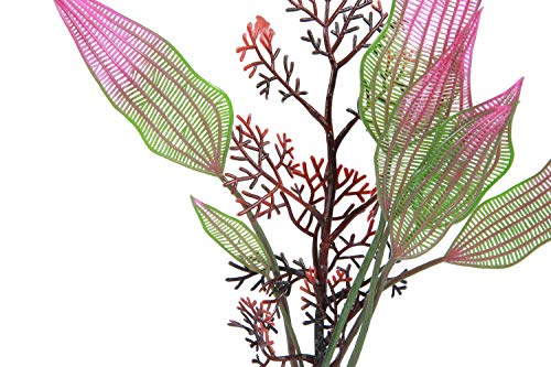 CNZ Assorted Color Aquarium Plastic Plant Decoration w Ceramic Base (Purple/Green, 10-Piece)