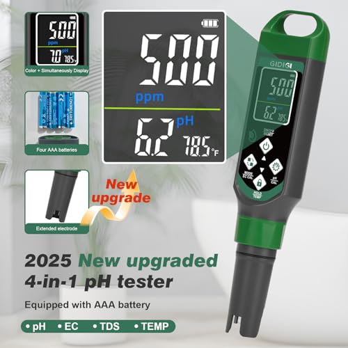 pH Meter Digital Display Color Screen 4 in 1 pH Tester pH EC TDS Temp Water Quality Test Pen Suitable for Home Planting Hydroponics Swimming Pool Drinking Water Brewing Hot Tub NFC DWC - color: Green 4 in 1