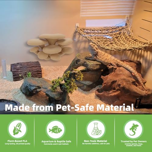 Westant Mushroom Decor for Reptile Tank, Fish Tank, Pet-Safe Bearded Dragon Tank Accessories, Realistic Terrarium Plants for Leopard Geckos, Crested Geckos, Tree Frogs, Snakes (Almond, Cluster Cap) - color: Almond, size: Cluster Cap