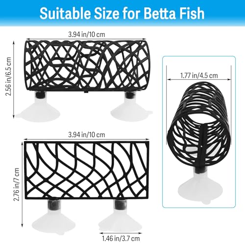 Hamiledyi Betta Fish Hideout Cave with Betta Hammock Bed Hollow Tunnel Betta Fish Tank Accessories Aquarium Decorations for Crayfish Shrimps Betta and Other Small Fish (Black) - color: Black
