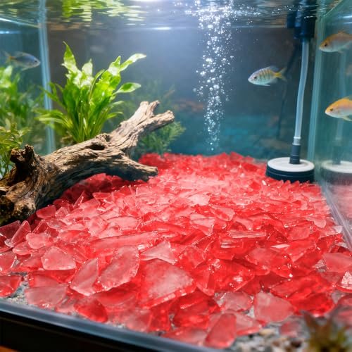 Keedolla Tumbled Sea Glass for Crafts - 10 OZ Red Flat Frosted Seaglass Pieces for DIY Art Crafts, Vase Filler, Beach Weddings, Aquarium and Home Decor - color: Red, size: 10 OZ / 0.63 LB