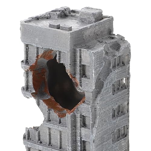 2pcs Aquarium Castle Decorations: Resin Urban Ruins - Fish Tank Rock Hideout - Antique City Building Ornament for Aquarium Backgrounds Fish Hideouts