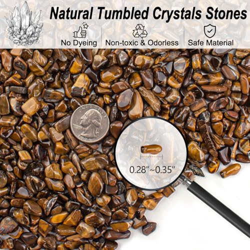 0.5 Lb/230g Crystal Chips Tumbled Polished Natural Tiger Eye Gravel Stones, Irregular Shaped Healing Stones Gravel Pebble for Crafts, Vases Filler and Fish Turtle Tank Decorations - color: Tiger Eye, size: 0.5 LB
