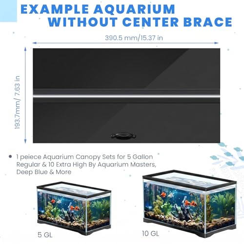 Sieral Aquarium Polycarbonate Canopy Set 15.37 x 7.63 x 0.12 Inch for 5 Gallon Without Center Brace Aquariums Cover Fish Tank Lid with a Hook Knife, Black - color: Black, size: 16 x 8 Inch