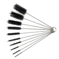 10 Piece Stainless Steel Straw Cleaning Brush Set - Durable Nylon Bristles - Multi-Size for Reusable Straws, Sippy Cups, and Narrow Neck Containers - color: Black