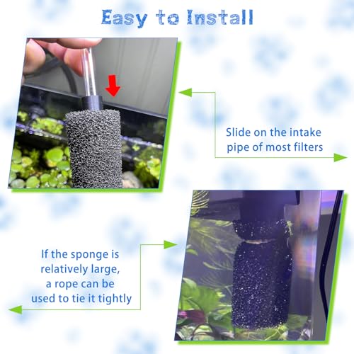 12 Pieces Aquarium Filter Sponge 0.8" Intake Shrimp Filter Coarse Sponge Filter for Aquarium Fish Tank, Protect Fish Fry and Shrimp, Black